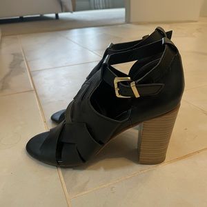 Like new leather shoes with gold buckle. Anthropology style